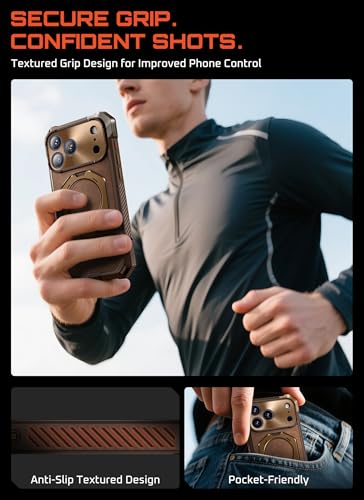 SUPCASE for iPhone 17 Pro Max Case with Built-in Kickstand, Brown | Camera Control Cover, Compatible with MagSafe, Anti-Slip Grip, Military-Grade Protection, Rugged Magnetic Phone Case, UB Grip - color: Brown, size: iPhone 17 Pro Max