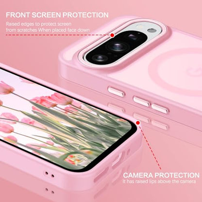BENTOBEN for Google Pixel 9 Case [Compatible with Magsafe] Translucent Matte Magnetic Pixel 9 Case Slim Thin Shockproof Women Men Girls Boys Protective Phone Cases for Google Pixel 9 6.3", Tender Pink - color: Tender Pink