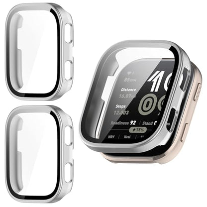 2 Pack for Amazfit Bip 6 Screen Protector Case - color: Silver+Silver