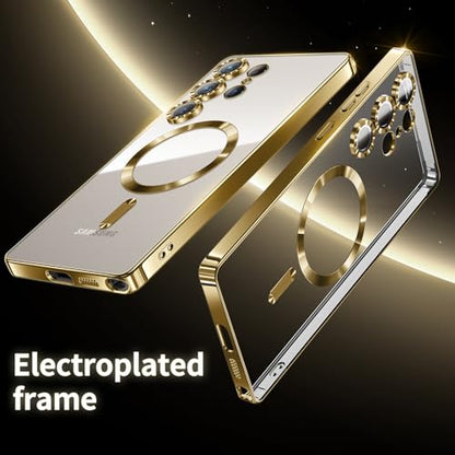 Compatible with Samsung Galaxy S25 Ultra Case（Only）.Magnetic Cover for S25 Ultra. Glossy Slim Thin Soft funda capa para for Galaxy S25 Ultra 6.9 inch.Compatible with MagSafe (Gold) - color: Gold