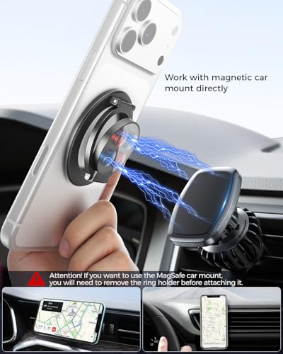 SUPERONE Dual-Sided Magnetic Ring Holder for Gym MagSafe Stand & Phone Grip - color: Black