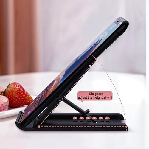 Foldable Phone Stand for Desk | Six Position Adjustable Folding Bracket for Cell Phone | Black Cellphone Holder for Desk & Smartphone Stand | Cellphone & Accessories for Men & Women - style: J