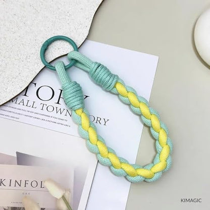 KIMAGIC Korean Dopamine Phone Wrist Strap - Handmade Thickened Phone Lanyard, Anti-Drop Hands-Free Charm - color: 02 Macaron Yellow