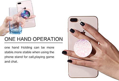 Universal Collapsible Phone Grip & Stand Holder - 360° Rotating Foldable Sticker Mount for iPhone Android Smartphones Tablets 4 Pack - Rose Gold Pink Black Flowers