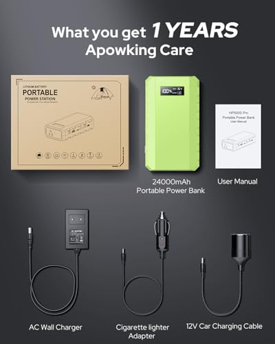 Apowking Portable Power Bank with AC Outlet, 65W Portable Laptop Charger - color: Green