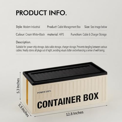 Cable Management Box for Power Strips, Large Cord Organizer