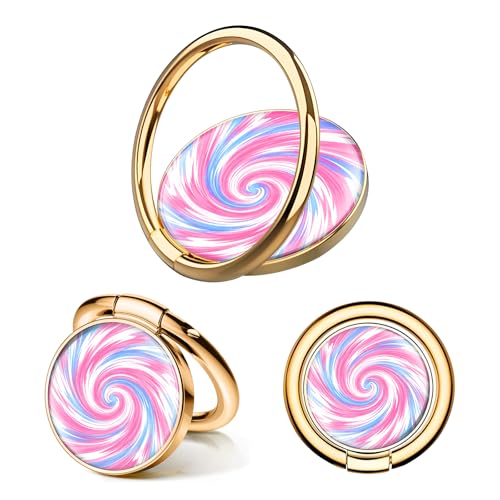Cell Phone Ring Holder, Cute Phone Ring Grip Stand, 360°Rotation Funny Metal Kickstand Finger Grip Colorful Curve - color: Colorful Curve