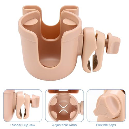 Accmor Stroller Cup Holder with Phone Holder, Bike Cup Holder, Universal Cup Holder for Uppababy Nuna Strollers, 2-in-1 Drinks Holder for Walker, Wheelchair, Scooter - color: All Pink