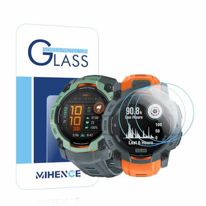 Screen Protector Compatible for Garmin Instinct 3 50mm AMOLED/Solar Smartwatch, 9H Tempered Glass Protective Film (3 PCS) | 9H Tempered Glass Protective Film (3 PCS)