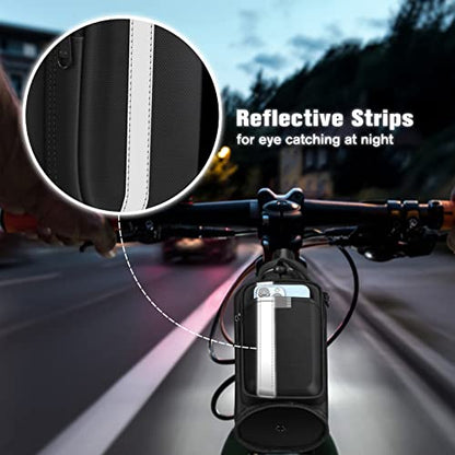 FINPAC Cup Holder for Bike, Universal Water Bottle Holder w/Phone Pockets - color: Black