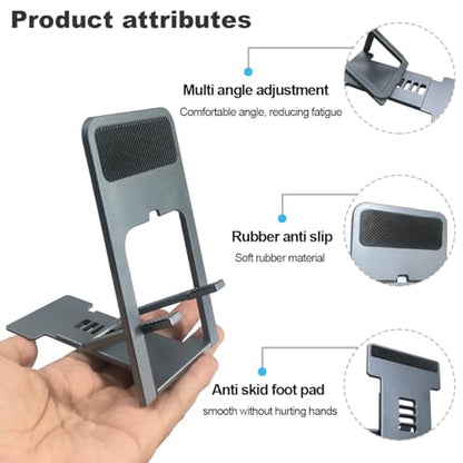 POQOD Ultrathin Cell Phone Stand for Desk, Foldable Phone Stand - color: Grey-Ultrathin