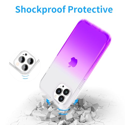 JJGoo Compatible with iPhone 15 Pro Case Clear, Soft Clear Fiexible TPU Phone Cases, Shockproof Transparent Bumper Cover Slim Thin Phone Case, Gradient Purple - color: Gradient Purple