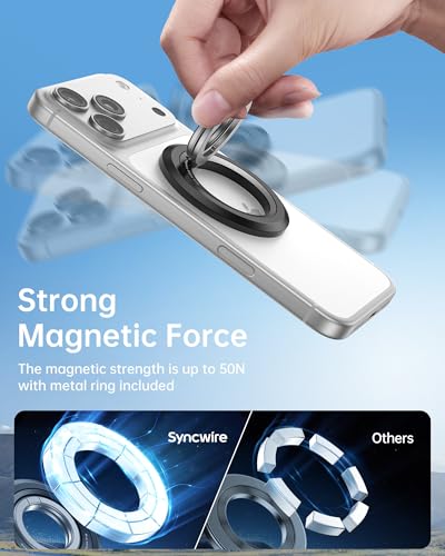SYNCWIRE Magnetic Phone Ring Holder, for MagSafe Phone Grip Stand Kickstand - color: Black