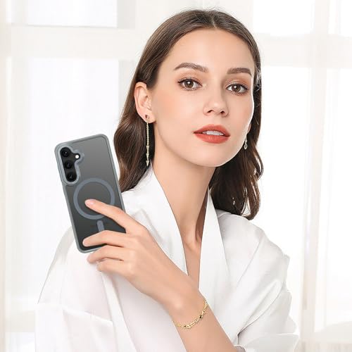 BENTOBEN Magnetic for Samsung Galaxy S24 Plus Case [Compatible with Magsafe] Translucent Matte Slim Thin Shockproof Anti-Yellow Women Men Protective Phone Cover for Samsung S24 Plus 6.7" 2024, Gray - color: Gray