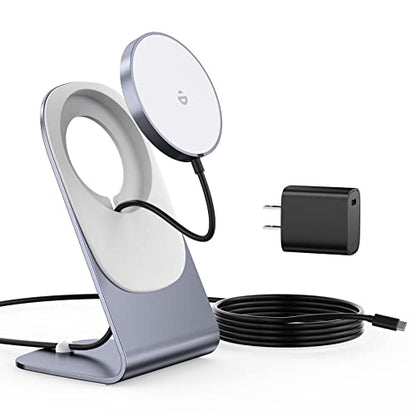 Magnetic Wireless Charger Stand + Charging Pad for iPhone Duo/18-12 Series - color: Gray