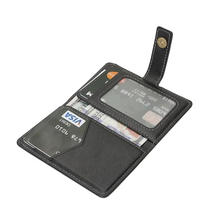 Ultra-Thin Magnetic Wallet Card Holder, Black | For iPhone and All MagSafe Protective Cases, Premium PU Leather, Powerful Magnetic Closure, Stand Function, 6 Card Slots - color: Black