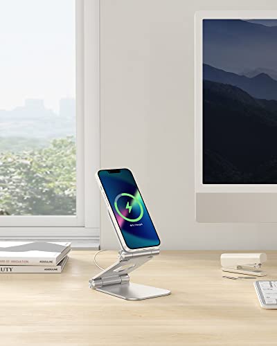 OMOTON MS02 Phone Stand for Magsafe Charger, Phone Holder for iPhone Silver