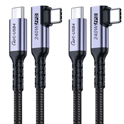 USB4 Cable 3.3FT 2 Packs, 240W USB C to USB C Right Angle - size: 240w - 3ft, 3ft