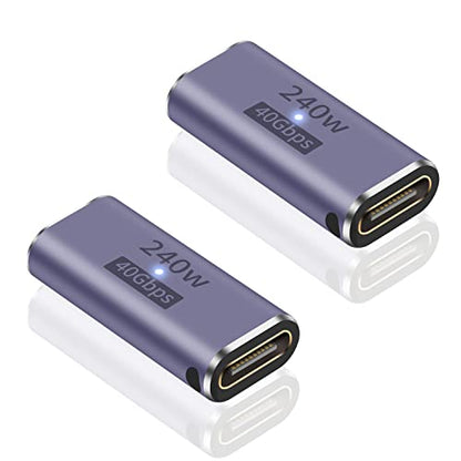 Poyiccot 240W USB C Coupler (2 Pack), USB C Female to Female Adapter Extender, Support up to 240W Charging, 40Gbps Data Transfer, 8K@60Hz Video, Compatible with iPad, MacBook, Thunderbolt 4/3 - size: usb c adapter female to female