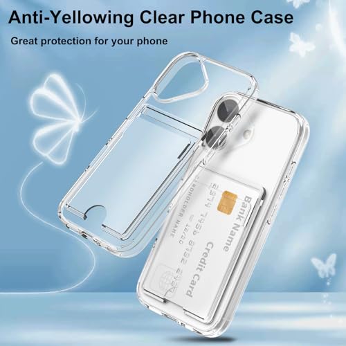 Gukalong Clear Wallet Case for iPhone 17 with Credit Card Holder | Hard PC Heavy Duty Shockproof Protection Anti-Scratch Phone Cover Card Slot Anti-Yellowing Case for Women Men - size: for iPhone 17