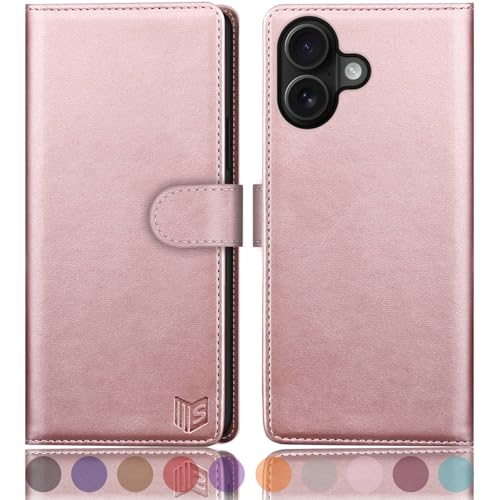 SUANPOT Compatible with iPhone 17 6.3" Wallet case with RFID Blocking Credit Card Holder,Flip Book PU Leather Protective Cover Women Men for Apple 17 Phone case Rose Gold - color: Rose Gold, size: iPhone 17 6.3"