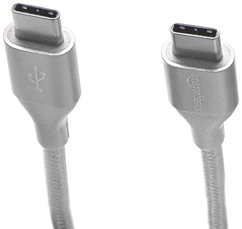 Amazon Basics Nylon Braided USB-C to USB-C 2.0 Fast Charger Cable, 60W, 480Mbps Speed, USB-IF Certified, for Apple iPhone 16/15, iPad, Samsung Galaxy, Tablets, Laptops, 10 Foot, Silver - color: Silver, size: 10 Feet