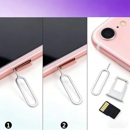 4 Pcs SIM Card Removal Openning Tool Tray Eject Pins Needle Opener Ejector Compatible with All iPhone Apple iPad HTC Samsung Galaxy Cell Phone Smartphone Watchchain Link Remover (Style A)