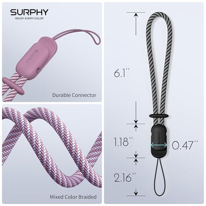 SURPHY 3 Pack Phone Wrist Strap, Phone Lanyard with Cellphone Tether Tab - color: Black & Lilac & Lilac Purple