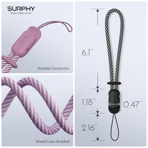 SURPHY 3 Pack Phone Wrist Strap, Phone Lanyard with Cellphone Tether Tab - color: Black & Lilac & Lilac Purple