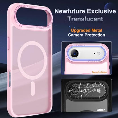 Newfuture Magnetic for iPhone Air Case Matte Shockproof, Chalk Pink | Military Drop Protection, Slim Matte Anti-Fingerprint, Compatible with Magsafe, Camera Guard, Translucent Protective Cover - color: Chalk Pink, size: iPhone Air 6.5 inch