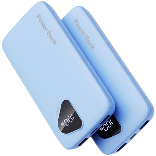 2026 2-Pack 10000mAh Portable Charger Battery Pack with Built in Cables - color: Blue