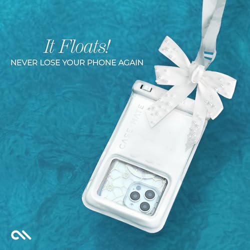 Case-Mate IP68 Waterproof Large Phone Pouch with Bow Design - Ivory Pearl | Touchscreen Floating Waterproof Phone Case with Crossbody Lanyard - Fits All Phones - Beach Cruise Ship Travel Essentials - color: Ivory Pearl