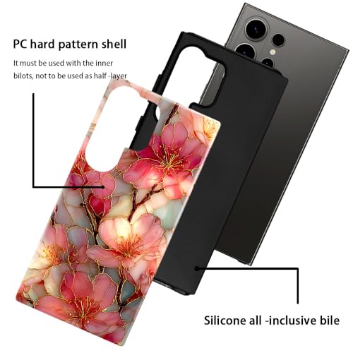 Compatible with Samsung Galaxy S26 Ultra Case,Glossy Case All-Round Protection Shockproof Anti-Scratches TPU Cover,Cases for Man Woman-Blossoms Pink Flower Stained Glass - color: Blossoms Pink Flower Stained Glass, size: Galaxy S26 Ultra