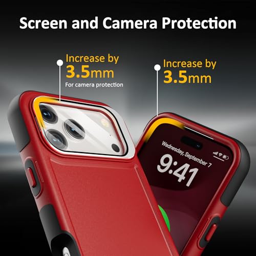 Follaroma Magnetic for iPhone 17 Pro Case with Camera Stand, Red, 6.3" | Built-in Glass Camera Cover,Compatible with MagSafe,Heavy Duty Shockproof Protective,Military-Grade Anti-DropDual Layer Cover - color: Black Red, size: iPhone 17 Pro 6.3''