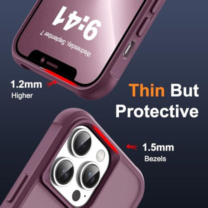 SKYLMW Compatible with iPhone 12/13 Pro Max Case with Stand,Wine Red - color: Wine Red, size: iPhone 12 Pro Max & iPhone 13 Pro Max