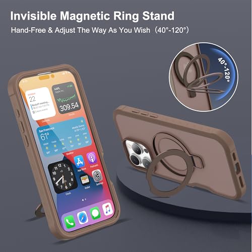 Compatible with iPhone 16 Pro Case with Magnetic Ring Stand [Compatible with Mag-Safe] [Built-in Screen Protector] Military-Grade Drop Protection Matte Translucent Phone Case, Desert Brown - color: Desert Brown, size: Iphone 16 Pro