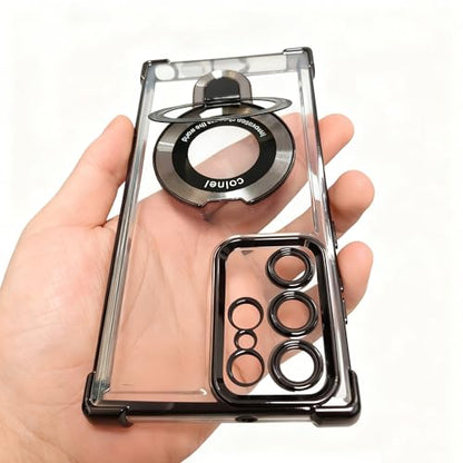 case Compatible with Samsung Galaxy s22 Ultra case Rugged softcase Protective with Ring Stand Clear for s22 Ultra Phone case,Black - color: Black, size: Samsung Galaxy S22 ultra
