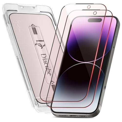 2-Pack Red Light Converter Screen Protector for iPhone 14 Pro, Quantum Dot Technology Converts Blue Light to Red Light for Better Sleep & Eye Comfort, 9H Tempered Glass with Easy-Install Frame - size: iPhone 14 Pro