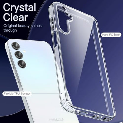 JETech Case for Samsung Galaxy A15, Anti-Yellowing, Clear | Shockproof Protection, Scratch Resistant Hard PC Back, Durable Transparent TPU Bumper - color: Clear, size: Galaxy A15
