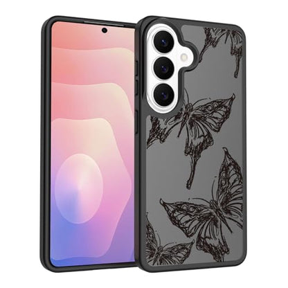 for Samsung Galaxy S26 5G Case: Cute Flowers Floral Design for Girls Women Translucent Matte Slim Soft TPU Bumper Shockproof Silicone Cell Phone Cover (Black Butterfly) - color: Butterfly