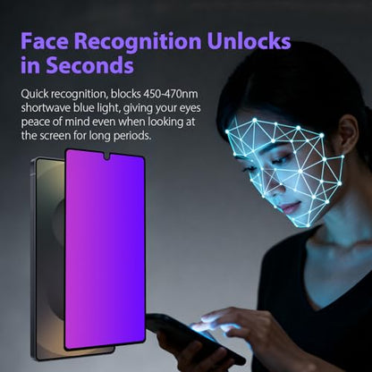 Compatible for Samsung Galaxy A15 / A15 5G/ A24 / A24 5G Matted Privacy Screen Protector Tempered Glass, Matted Gradient Anti Spy Anti Blue Light Easy Installation,【Not Support Fingerprint Unlock】, 2 Pack