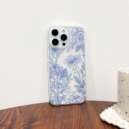 NITITOP Compatible for iPhone 17 Case Cute Clear Floral Flower - Blue | for Girls Women , Girly , Aesthetic , Soft TPU , Full Camera Lens , Protective , Shockproof Phone Cover - color: Blue