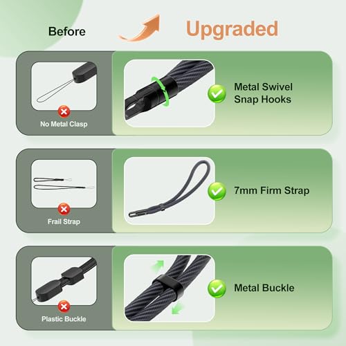 SHANSHUI Phone Lanyard, 4 Pack Adjustable Cell Phone Strap, Hand Wrist Strap Lanyard with 4 Pack Tether Tabs for Smartphones-Black Dark Gray - color: 2black 2dark Gray