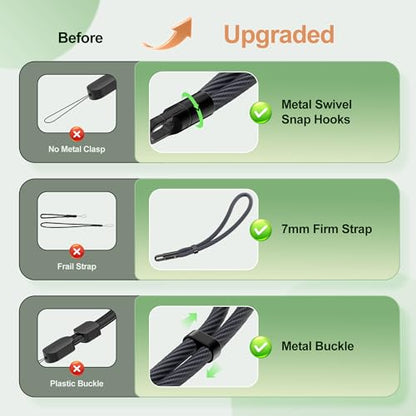 SHANSHUI Phone Lanyard, 4 Pack Adjustable Cell Phone Strap, Hand Wrist Strap Lanyard with 4 Pack Tether Tabs for Smartphones-Black Dark Gray - color: 2black 2dark Gray
