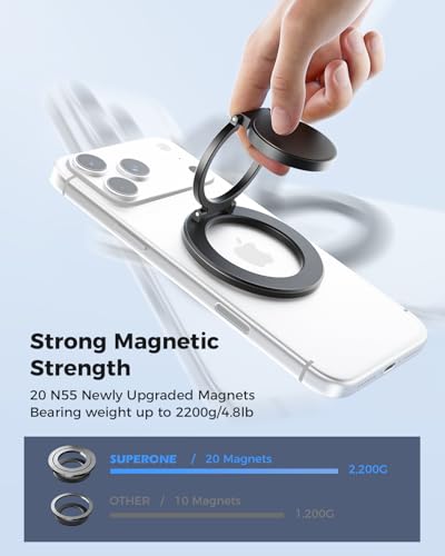 SUPERONE Dual-Sided Magnetic Ring Holder for Gym MagSafe Stand & Phone Grip - color: Black