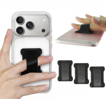 Finger Strap Phone Holder - Universal Cell Phone Grips (Black) - 3PC - color: 3Black