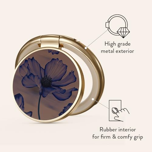 BURGA Cell Phone Ring, Holder Grip and Stand - Finger Phone Grip for Back of Smartphone Case, Kickstand 360 Rotation, Universal Ring for iPhone Samsung Galaxy Huawei Google Pixel, Stylish Accessories - color: Velvet Night, style: Gold