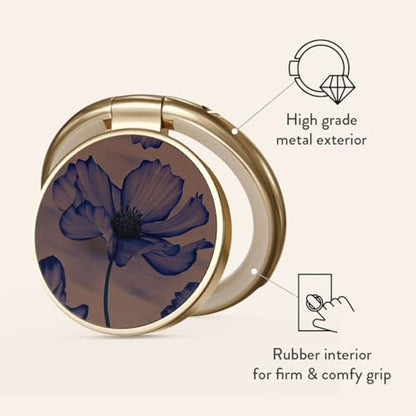BURGA Cell Phone Ring, Holder Grip and Stand - Finger Phone Grip for Back of Smartphone Case, Kickstand 360 Rotation, Universal Ring for iPhone Samsung Galaxy Huawei Google Pixel, Stylish Accessories - color: Velvet Night, style: Gold