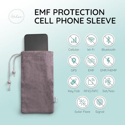 Halsa EMF Shield Sleeve for Cell Phone - Signal Blocking Anti-EMP Pouch - Smartphone Protection Case Against Radiation, EMF, 5G, RFID - Grey - 4x8 Inch Fits Most Phones - color: Gray