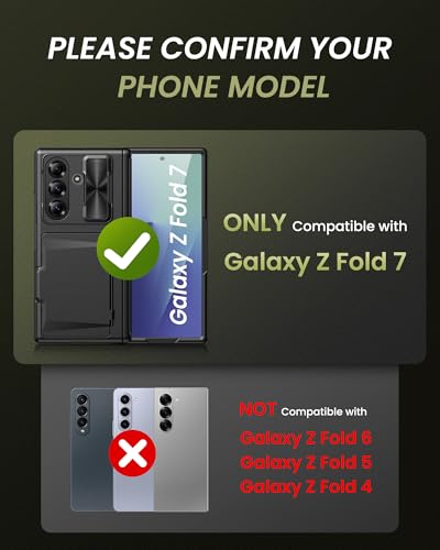 for Samsung Galaxy Z Fold 7 Case with Card Holder, Black - color: Black